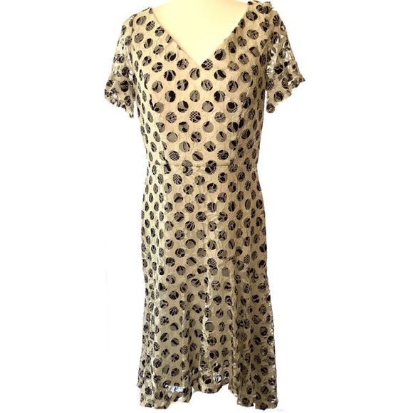 SANGRIA Ruffled Hem Lace Polka Dot Dress - Picture 2 of 7